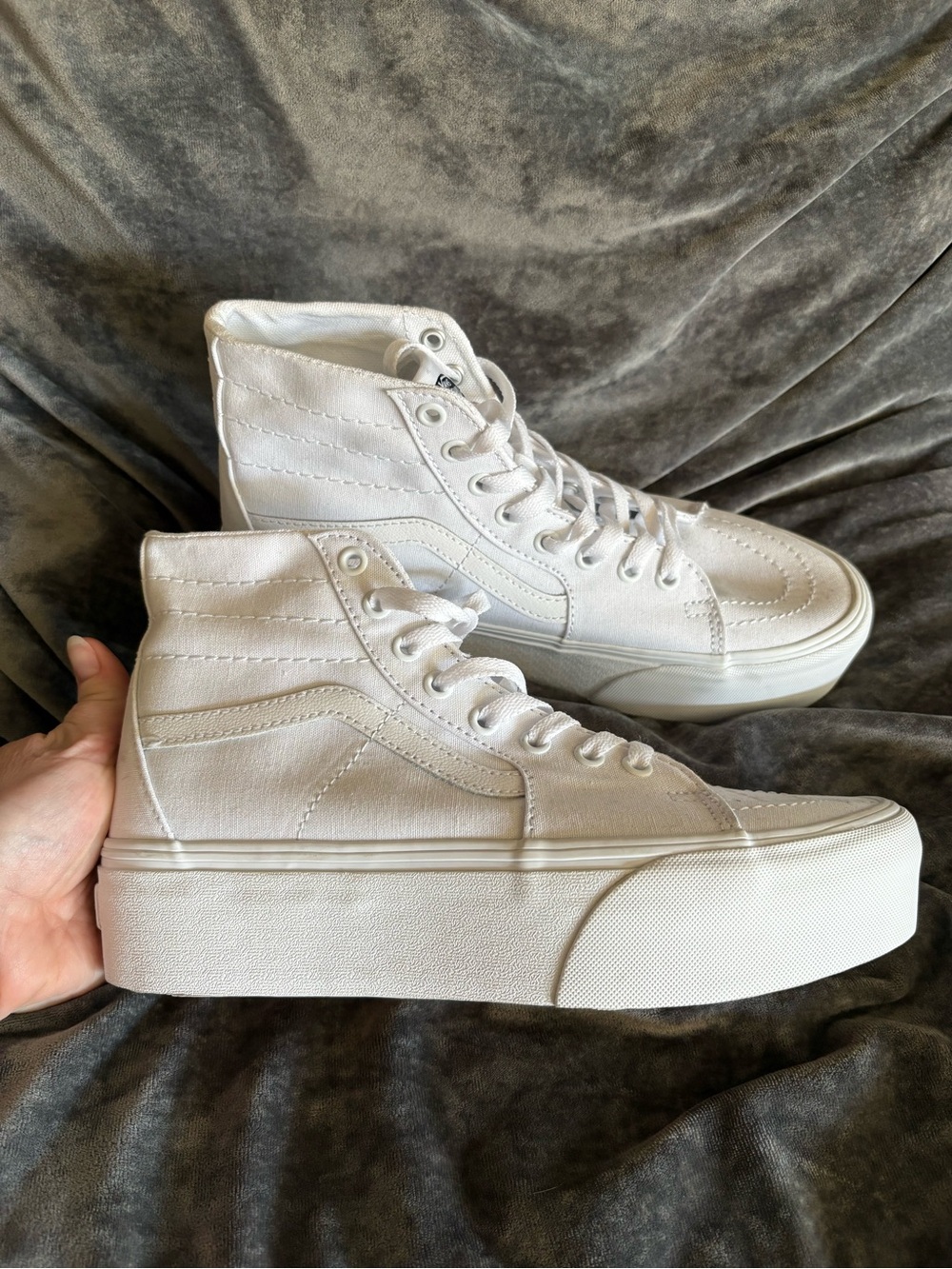 Vans White High-Top Platform Canvas Sneakers